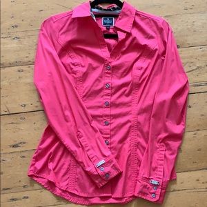 Express Essential Fitted Dress Shirt Pink Stretch
